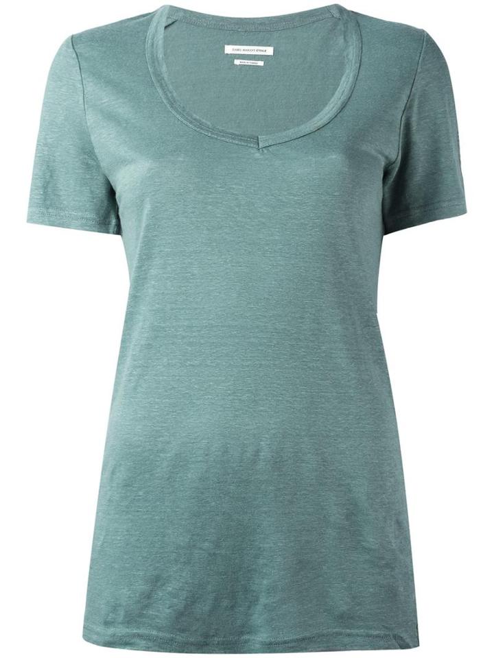 Isabel Marant Étoile U-neck T-shirt, Women's, Size: Large, Green, Linen/flax