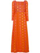 William Vintage Embroidered Long-sleeve Dress - Yellow & Orange