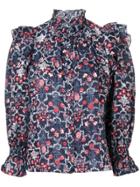 Isabel Marant Étoile Floral Frilled Collar Blouse - Blue