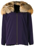 Liska Fox Fur Hooded Jacket - Purple