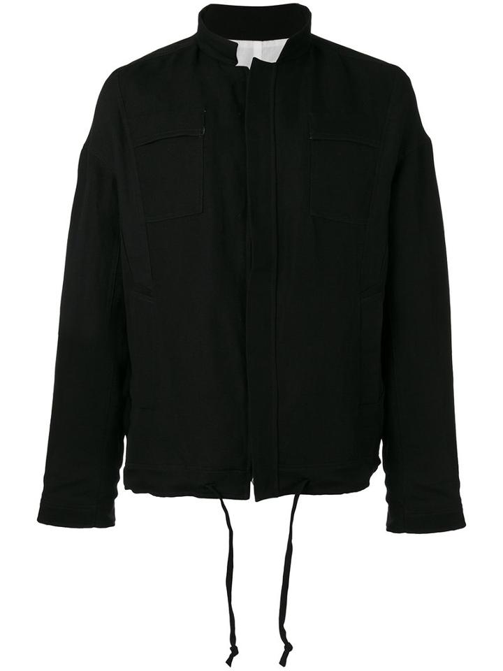 Manuel Marte - Drawstring Zipped Jacket - Men - Cotton/linen/flax/viscose - M, Black, Cotton/linen/flax/viscose