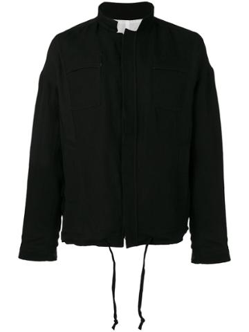 Manuel Marte - Drawstring Zipped Jacket - Men - Cotton/linen/flax/viscose - M, Black, Cotton/linen/flax/viscose