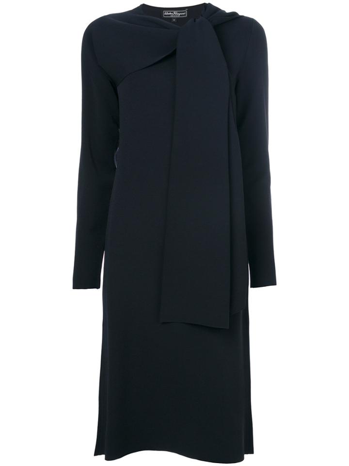 Salvatore Ferragamo Tie Neck Dress - Blue