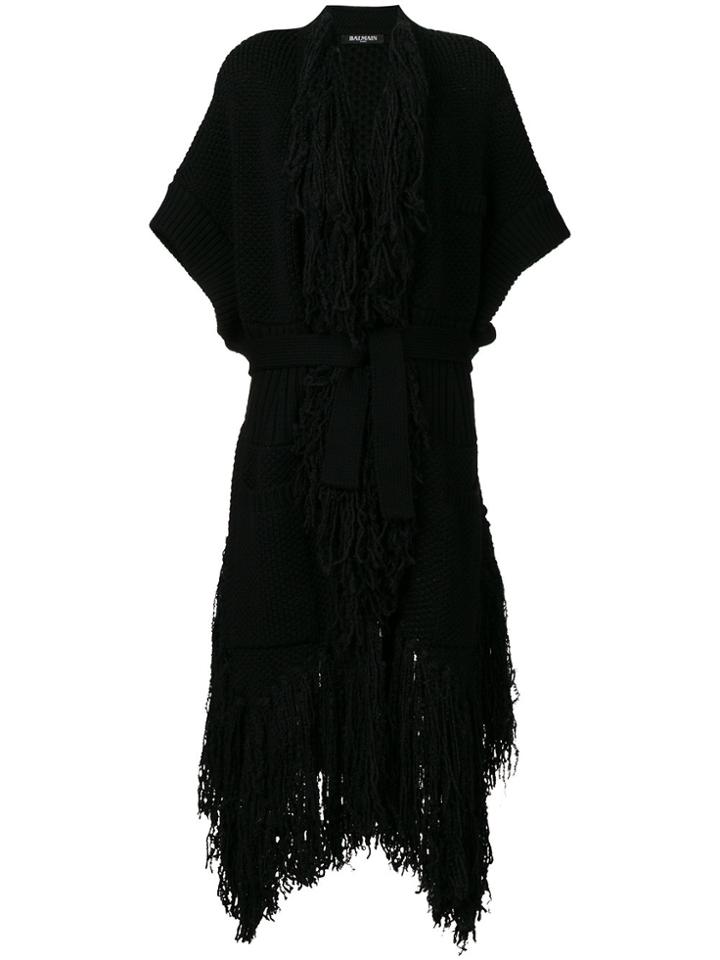 Balmain Fringed Cardigan - Black