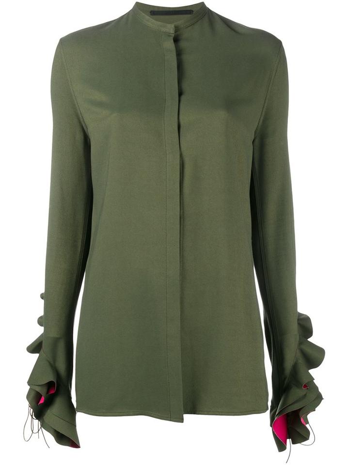 Haider Ackermann Ruffle Sleeve Shirt, Women's, Size: 40, Green, Silk/viscose