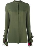 Haider Ackermann Ruffle Sleeve Shirt, Women's, Size: 40, Green, Silk/viscose