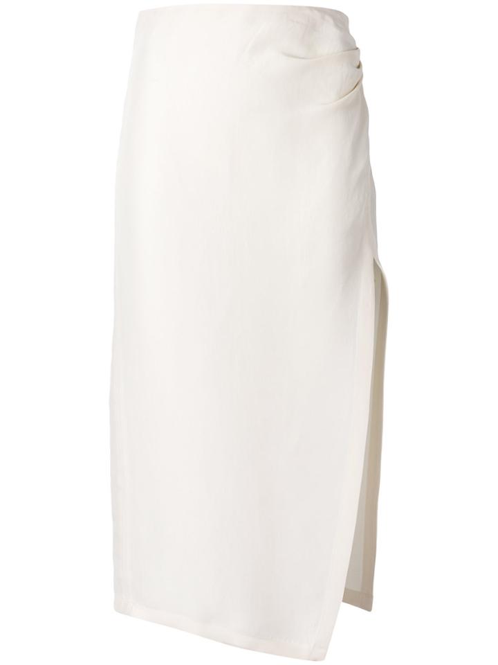 Off-white Floral Print Here Side Slit Midi Skirt - Nude & Neutrals