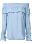 Kobi Halperin Off Shoulder Top, Women's, Size: Small, Blue, Cotton/silk