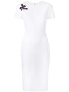 Victoria Beckham Short Sleeved Fitted Dress, Women's, Size: 8, White, Cotton/polyester/spandex/elastane
