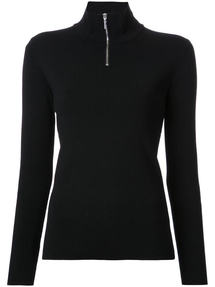 Le Ciel Bleu Zip Turtleneck Jumper, Women's, Size: 36, Black, Wool/polyester