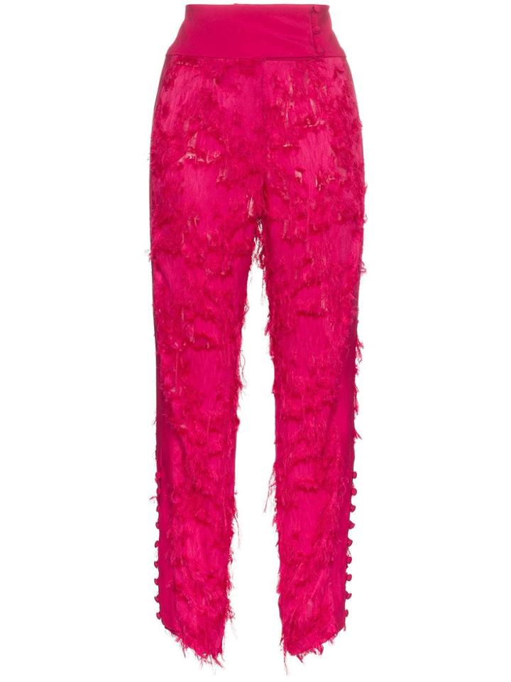 Cult Gaia High-waist Embroidered Trousers - Pink & Purple