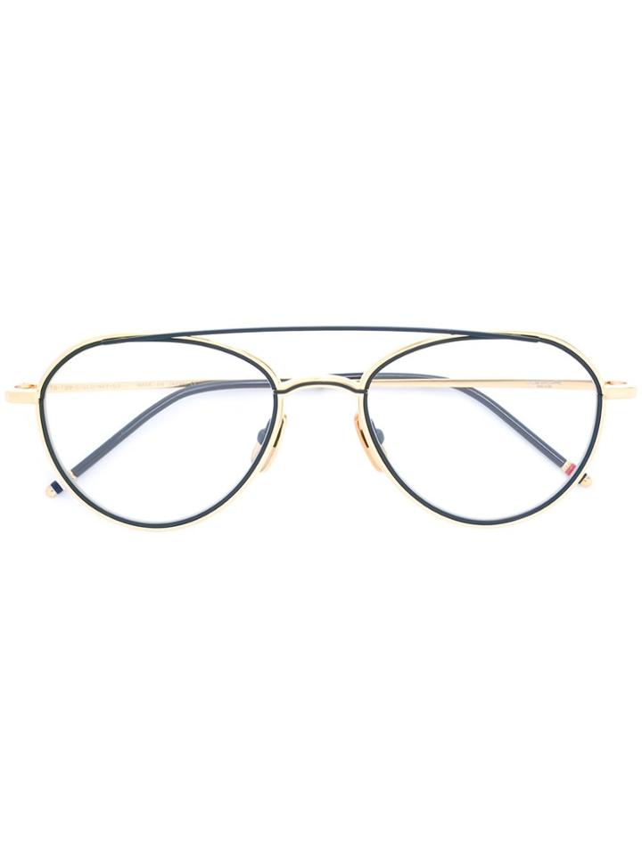 Thom Browne Eyewear Aviator Glasses - Black