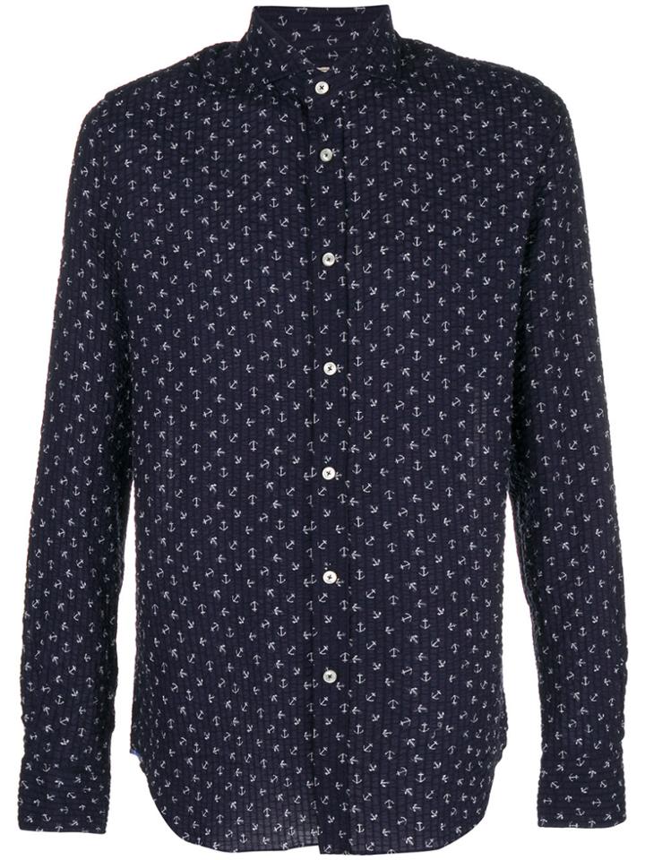 Xacus Anchor Print Shirt - Blue