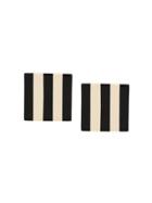 Monies Striped Square Earrings - Black