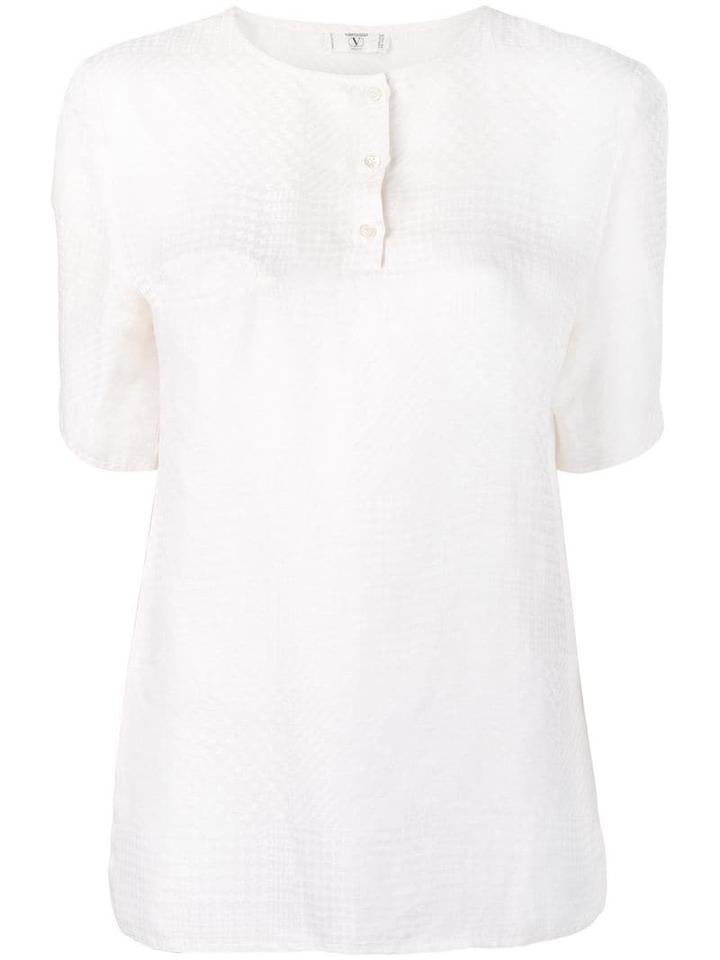 Valentino Pre-owned 1970's Collarless Jacquard Blouse - White