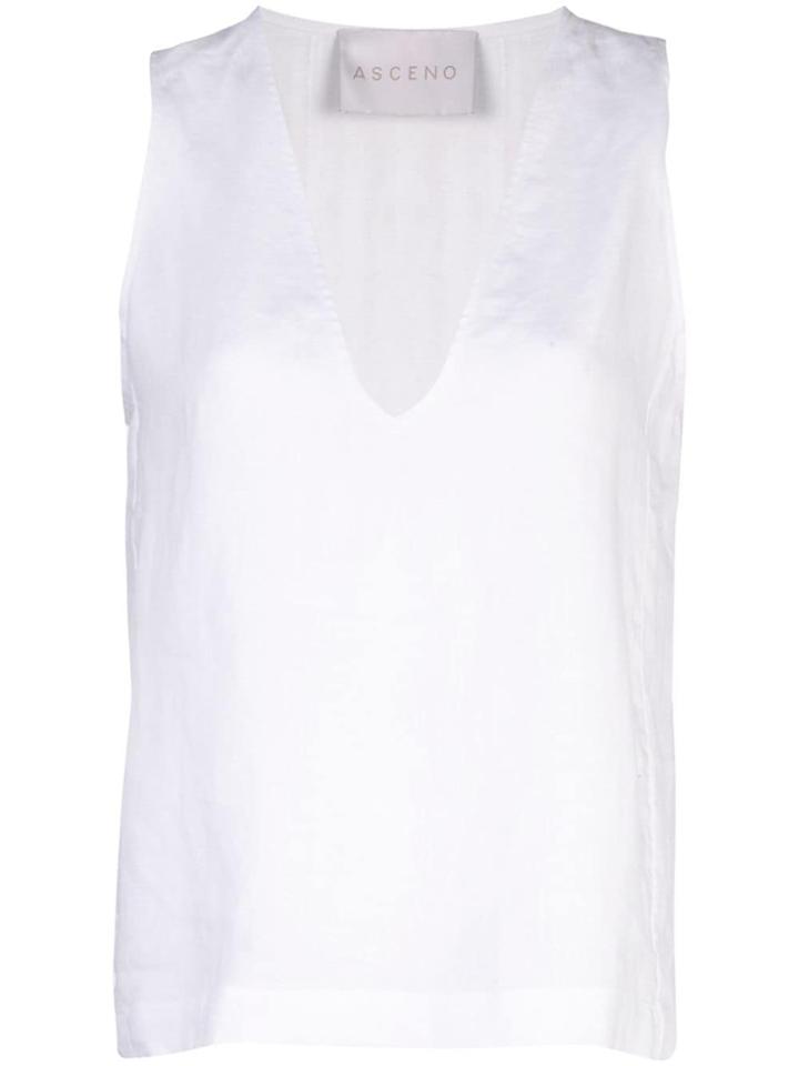 Asceno Sleeveless V-neck Top - White