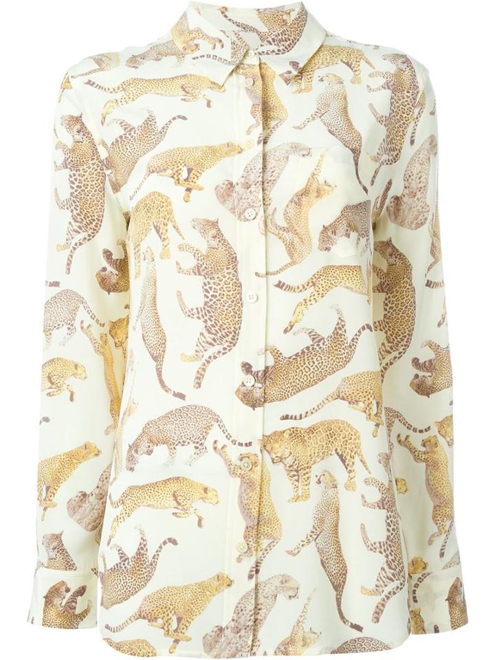 Equipment Leopard Print Shirt, Women's, Size: Xs, Nude/neutrals, Silk
