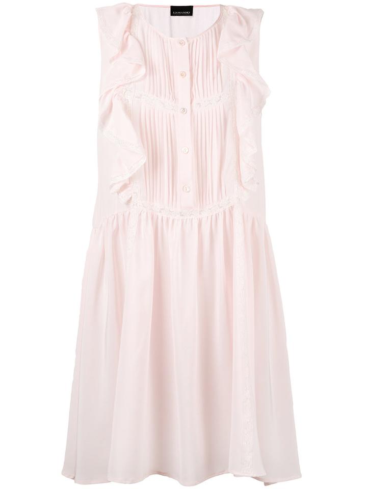 Ermanno Ermanno Frill Trim Dress, Women's, Size: 40, Pink/purple, Silk/cotton/polyamide