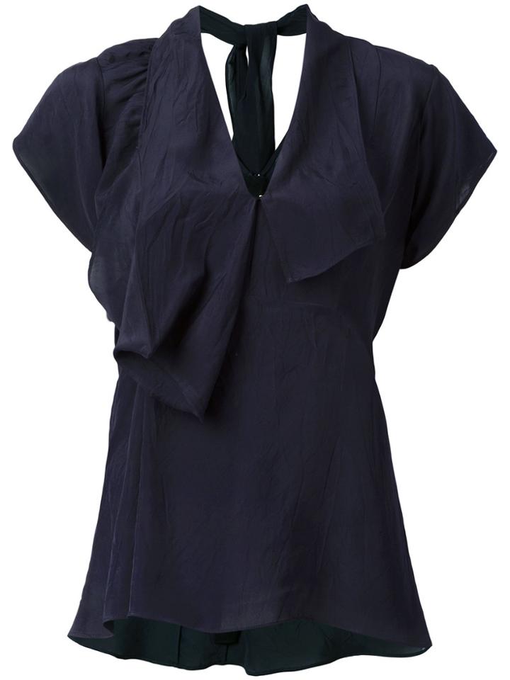 Marni Draped V-neck Blouse - Blue