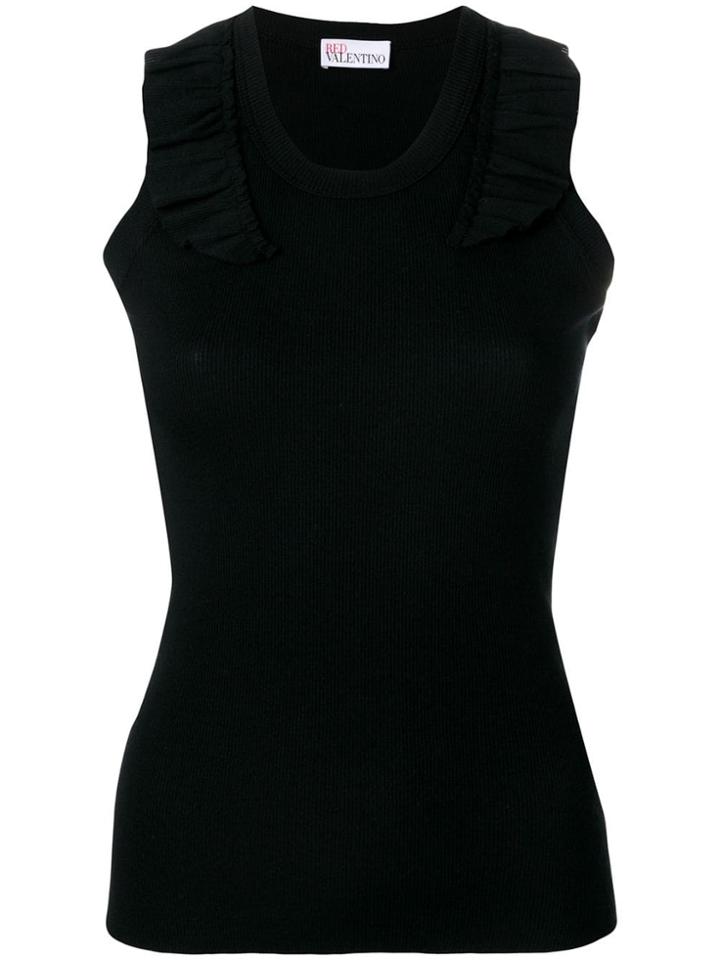 Red Valentino Ruffled Tank Top - Black