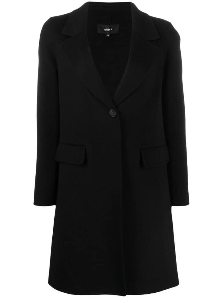Arma Single Breasted Coat - Black
