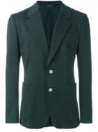 Dolce & Gabbana Embroidered Crown Pocket Blazer, Men's, Size: 46, Green, Polyester/cupro/cotton/wool