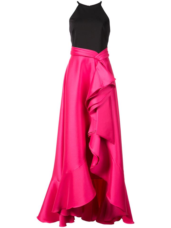 Badgley Mischka Two Tone Cascade Gown - Pink & Purple
