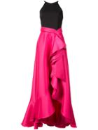 Badgley Mischka Two Tone Cascade Gown - Pink & Purple