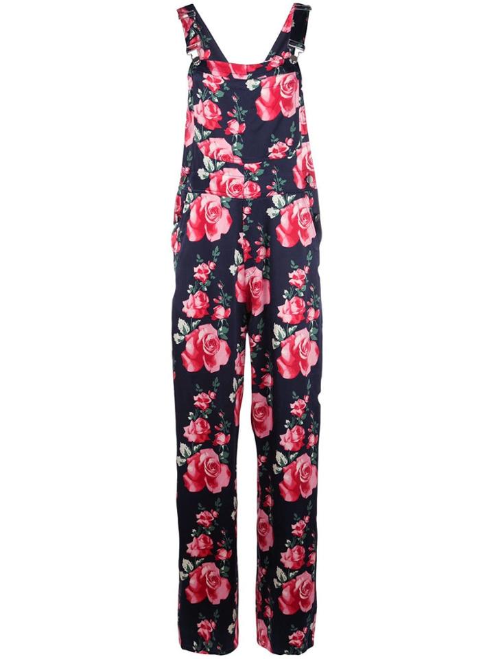 Fleur Du Mal Rose Print Overalls - Red