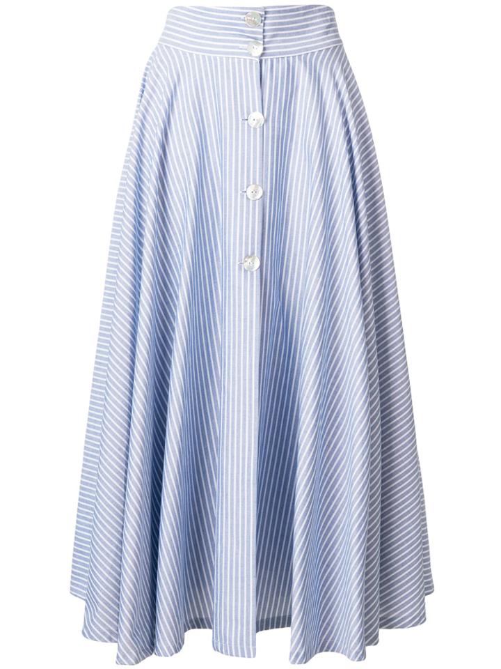 Jour/né Striped A-line Midi Skirt - Blue