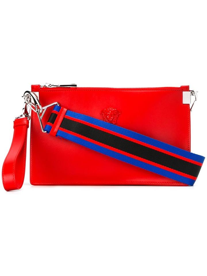 Versace Palazzo Medusa Wristlet Clutch Bag, Women's, Red, Calf Leather