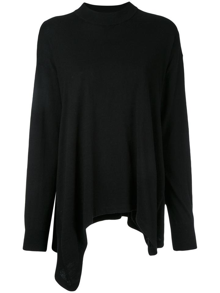 Enföld - Asymmetric Hem Long Sleeve Top - Women - Cotton - 38, Black, Cotton