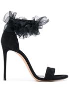 Casadei Ruffle Embellished Sandals - Black