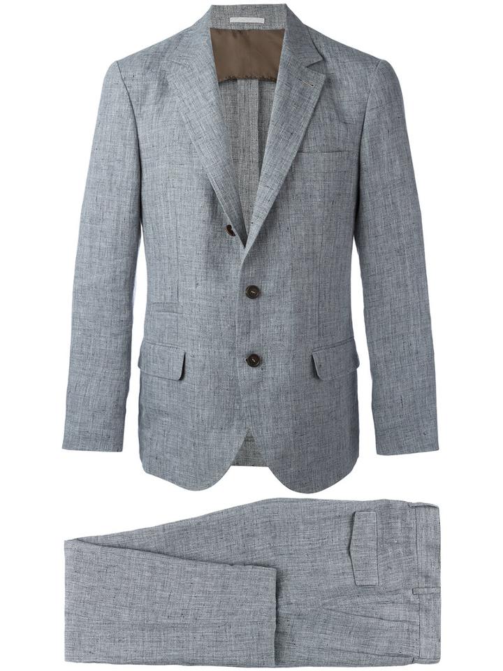 Brunello Cucinelli Two Piece Suit, Men's, Size: 50, Grey, Cupro/linen/flax
