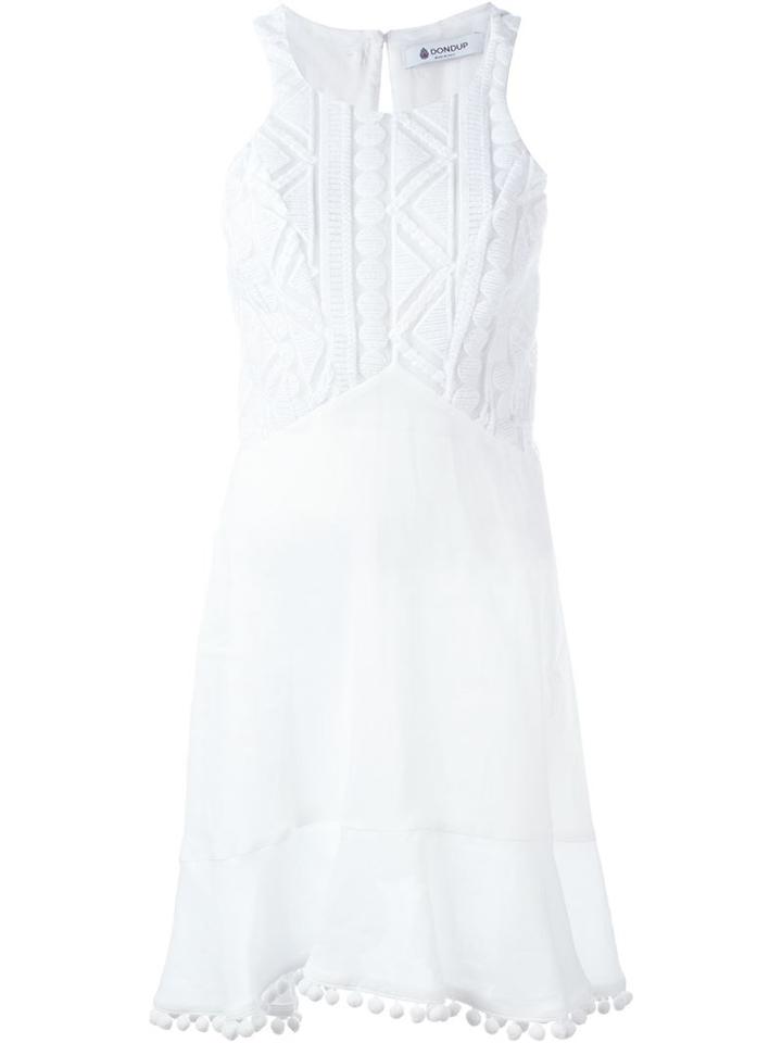Dondup Pon Pon Hem Dress, Women's, Size: 42, White, Ramie/polyester/spandex/elastane/cupro