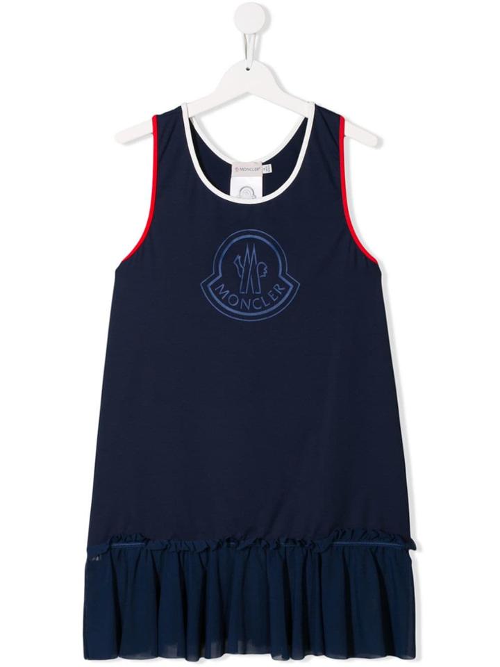 Moncler Kids Contrast Logo Beach Dress - Blue