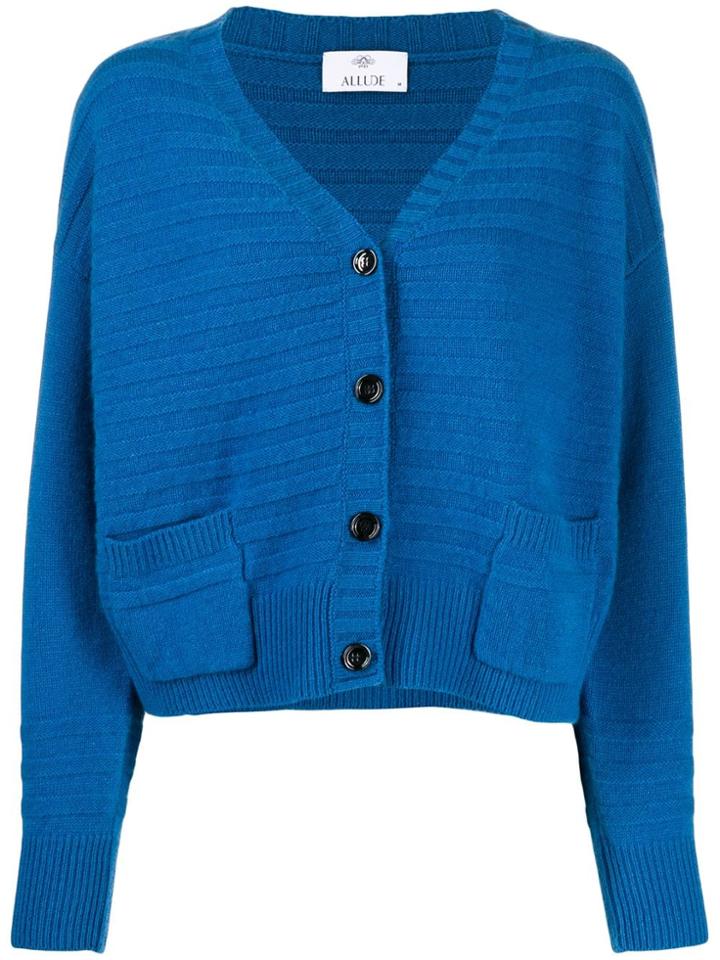 Allude Ribbed Knitted Cardigan - Blue