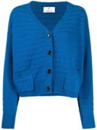 Allude Ribbed Knitted Cardigan - Blue