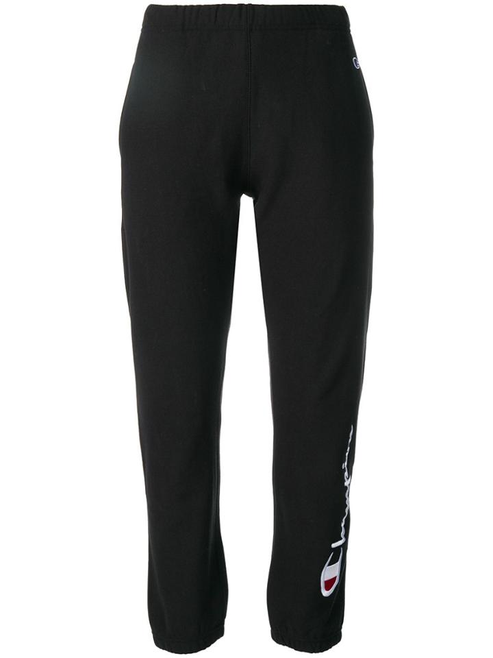 Champion Cropped Logo Track Pants - Black