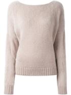 Agnona 'runway' V-back Sweater, Women's, Size: 42, Nude/neutrals, Polyamide/angora/wool