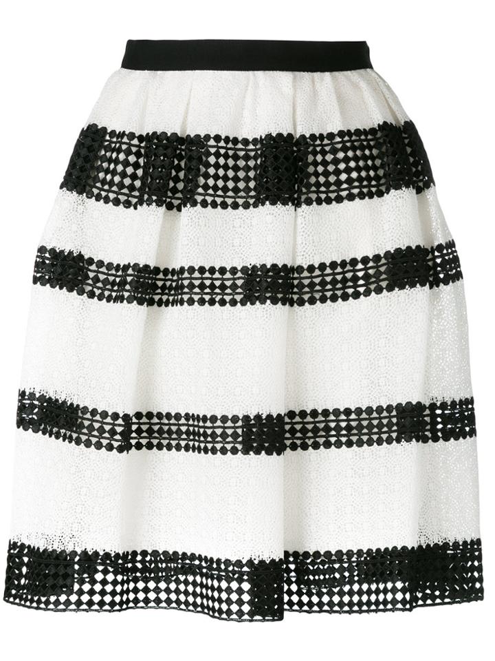 Michael Michael Kors Striped Lace Pleated Skirt - White