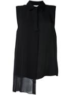 Dkny Sleeveless Asymmetric Shirt, Women's, Size: Large, Black, Viscose
