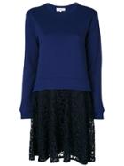 Carven Contrast Pleated Bottom Dress - Blue