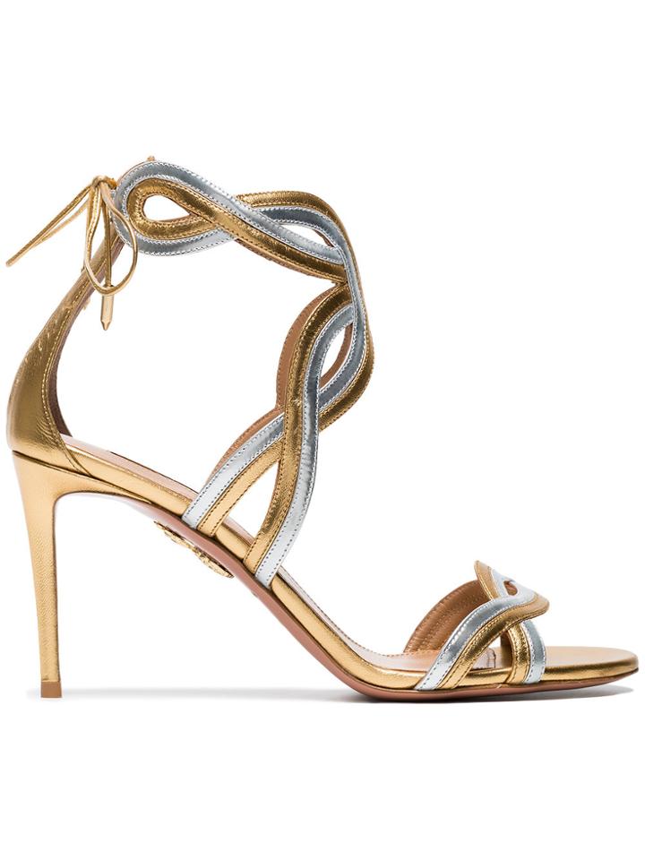 Aquazzura Moonray 85 Specchio Sandals - Metallic