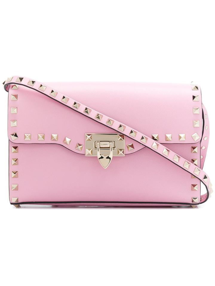 Valentino Foldover Rockstud Crossbody Bag - Pink & Purple