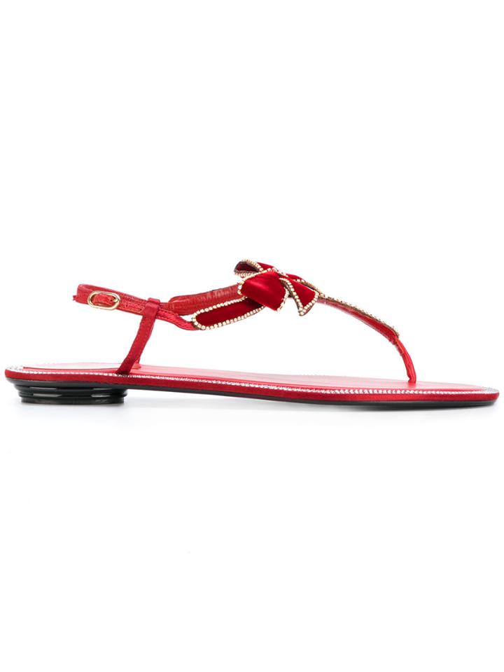 René Caovilla Bow Sandals - Red