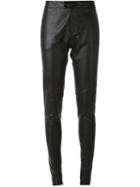 Bassike Tapered Leather Trousers, Women's, Size: 12, Black, Leather