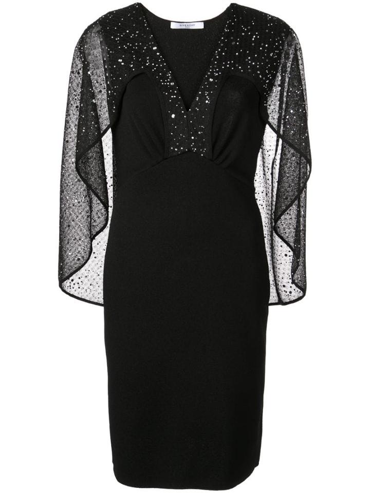 Givenchy Crystal Embellished Cape Dress - Black