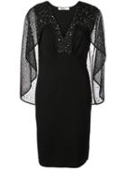 Givenchy Crystal Embellished Cape Dress - Black