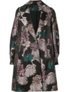 Co Floral Jacquard Coat, Women's, Size: Xs, Black, Acetate/polyester/polyamide